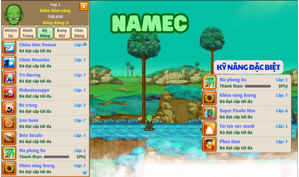 Đặc sắc game Da Xanh - thông tin nhân vật